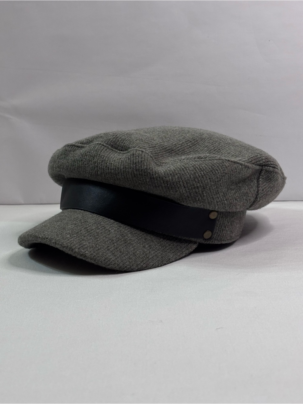 Vince Camuto Redell Knit Newsboy Cap Heather Grey Band Cabbie Hat OS